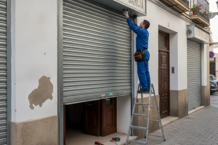 Cierre metálico instalado en local de El Puerto de Santa María