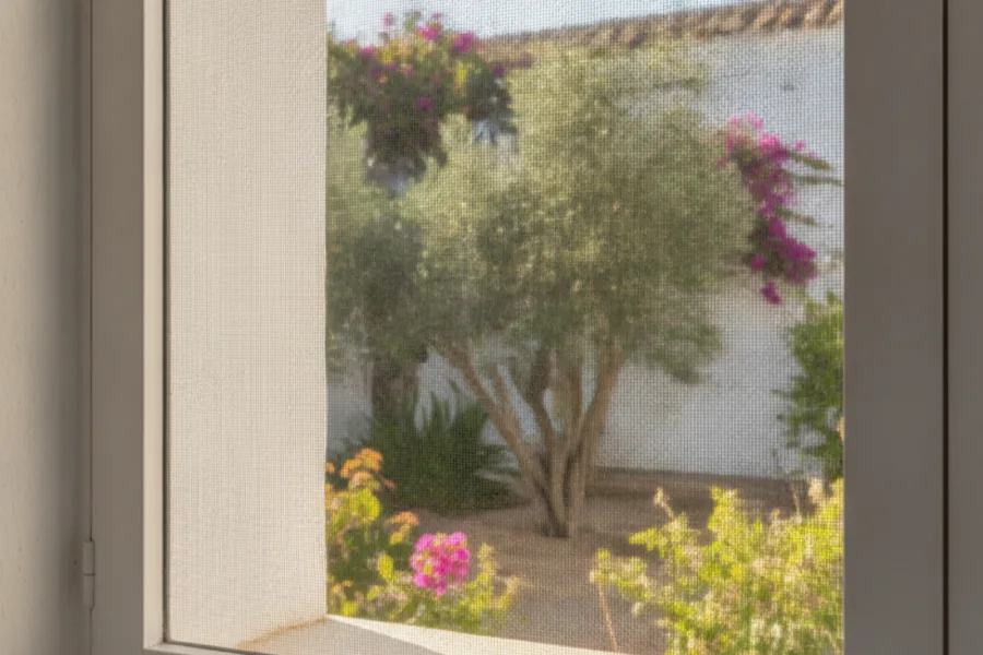 Mosquitera instalada en ventana de El Puerto de Santa María